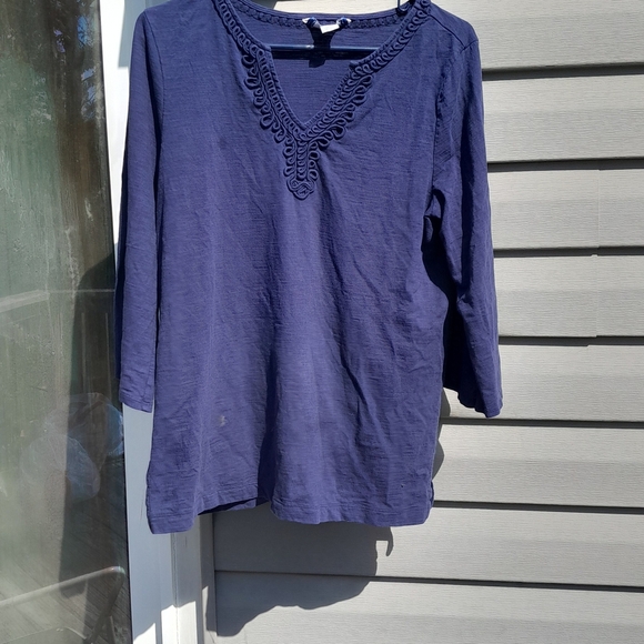 Tommy Bahama Womens S/P Deep Blue V-Neck Blouse GUC - Picture 1 of 3